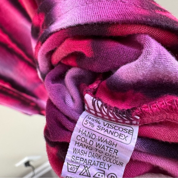 Tie Dye Purple & Red Viscose Long Sleeve Dress Large - Picture 3 of 5